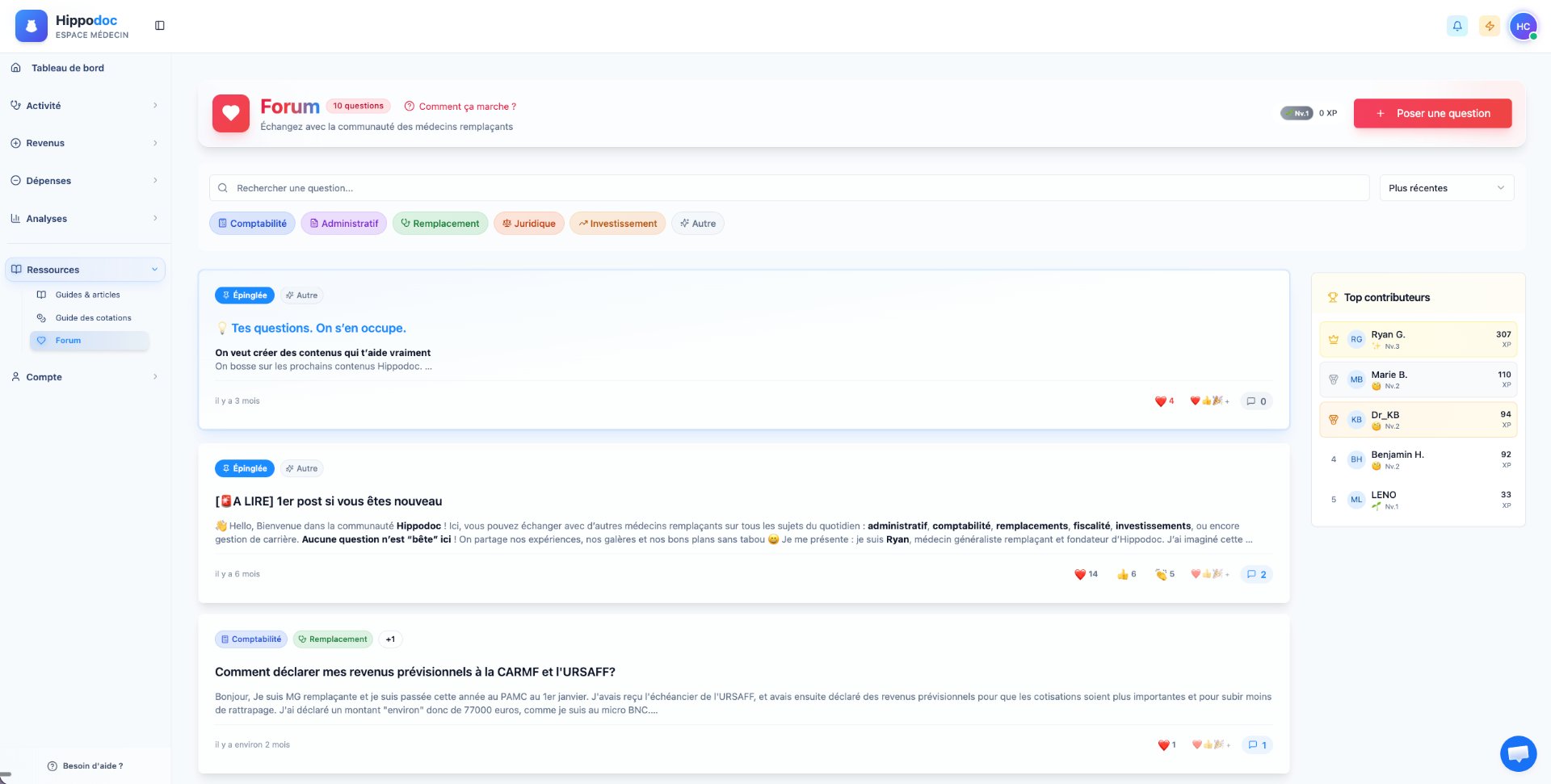 Forum communauté médecins - Hippodoc